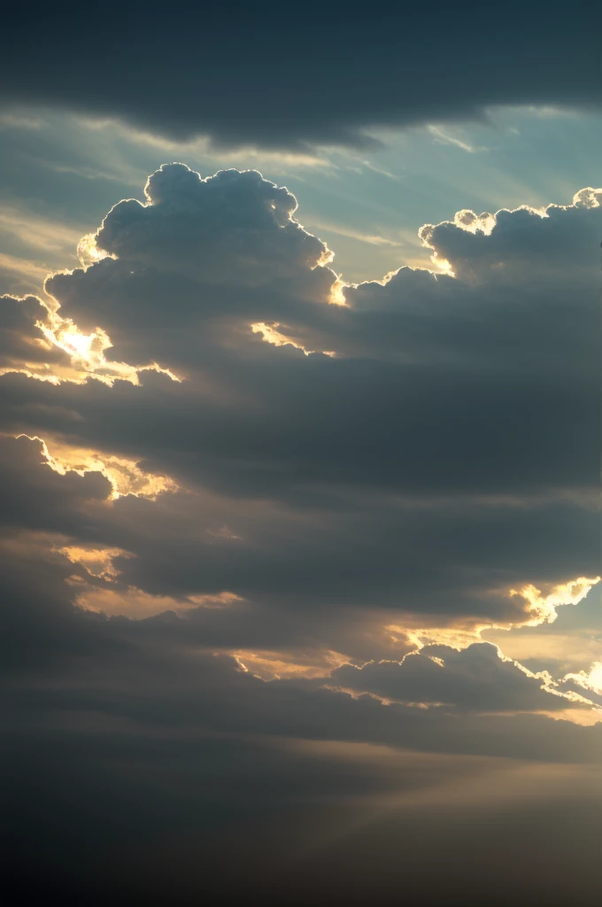A surreal and ethereal depiction of an illuminated sacred triangle, piercing through a dramatic sky filled with billowing clouds. The scene captures a perfect blend of light and darkness, emphasizing the contrast between the mystical glow of the triangle and the brooding, atmospheric sky. The artwork is rendered in a cinematic style, reminiscent of the works of Hayao Miyazaki and Studio Ghibli, with a focus on intricate details and vibrant colors. The lighting is dramatic, with rays of light breaking through the clouds, creating a sense of awe and wonder