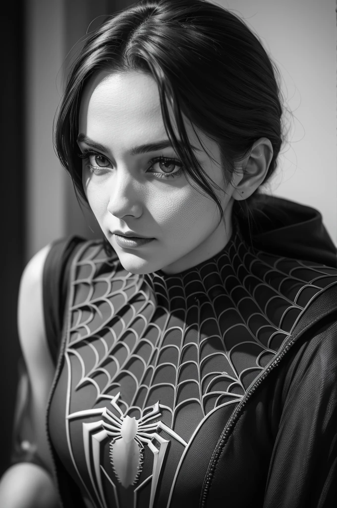 A photograph of Spider-Man, without mask, the 20s, bonitas, face detailed, looking at the camera, portraite, 8k hd, high qualiy
