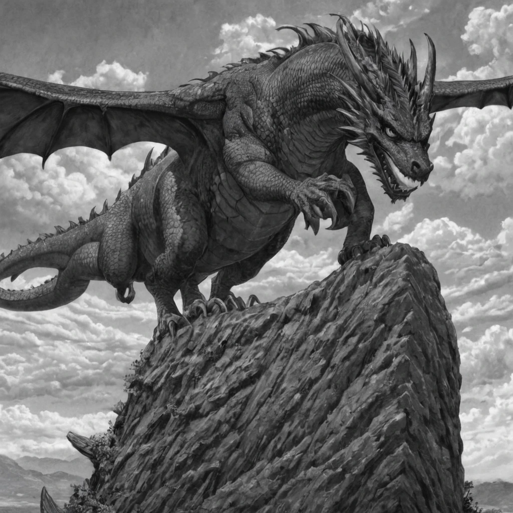 viking, on top of a dragon, (anime), bizarre scenario, This is Junji, Yusuke Murata, black and white, 8K, anime, horror