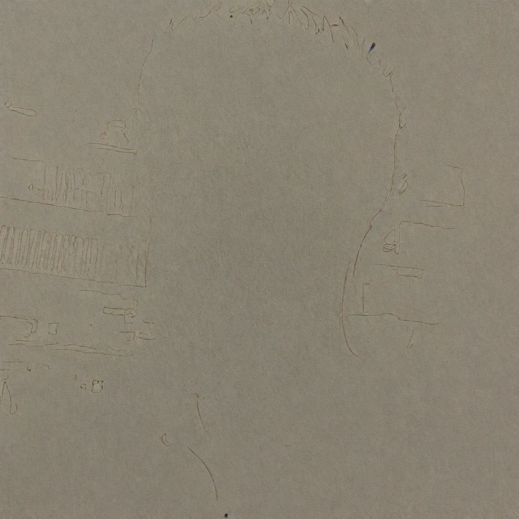 black and white drawing of a a man with beard on a white paper