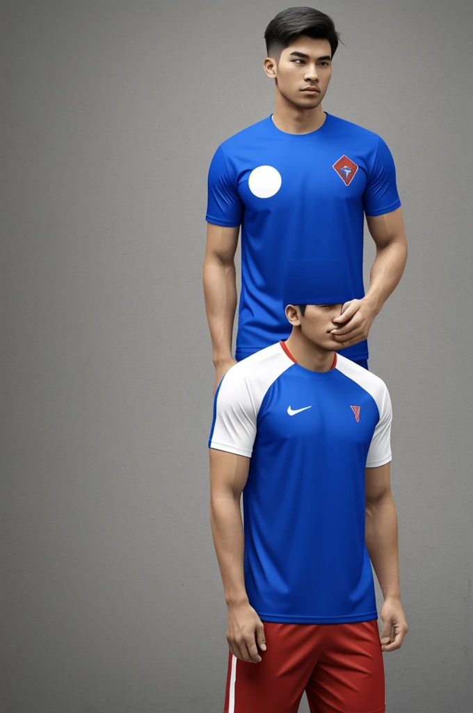 Designs for a t-shirt that I will use to play table tennis. I want the colors to be blue, white and red and to represent a valley.