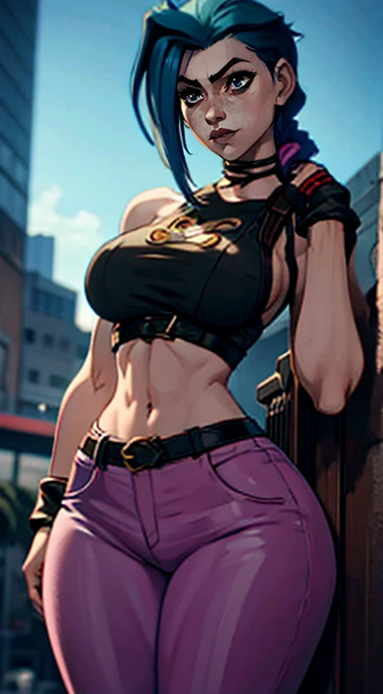 Arafa woman in a black blouse and pink pants posing for a photo, deviantart artstation cgscosiety, tifa lockhart, corpo inteiro cgsociety, Fiora de League of Legends,  tifa lockhart portrait, 3D anime style, Senna de League of Legends, [ trends at CGsociety ]!!, photorealistic rendering of anime girl, 2b