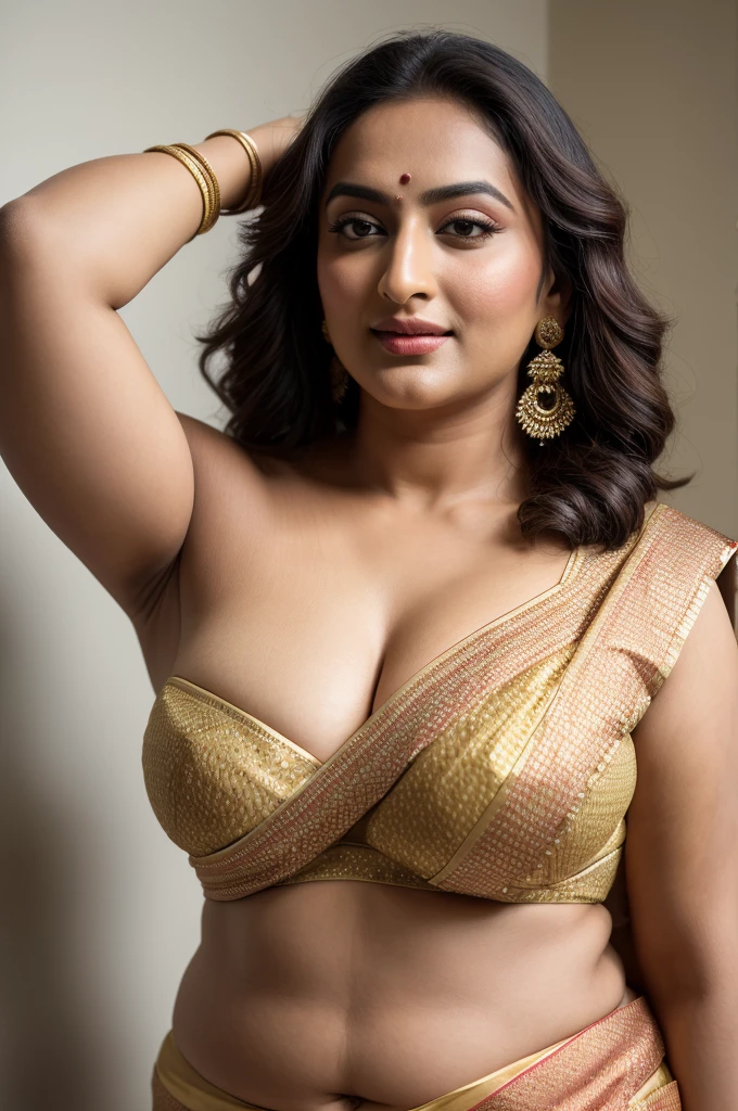 Foto RAW, photorealistic, photography, full body shot, master shot, perfect eyes, goddess like beauty, pierced eyes, perfect thick chubby mallu Desi aunty bhabhi, Wearing a Stanapatta, a -band.Saree model, model Photography, Indian saree shoot, Indian traditional wear advertising photography, traditional wear brand shoot, face of Indian actress Sonakshi Sinha, masterpiece, realistic, realism, incredible details,  pleasure, photorealism, detailed skin, skin pores, high contrast, photorealistic Artstation 8k HD digital art trend of high definition and detailed realistic skin texture, ultra detail, realistic skin texture, armature, best quality, ultra high definition, (photorealistic:1.4),, high resolution, detail, raw photo, sweat, Re sharp, by Lee Jefferies Nikon D850 Film Stock Photo 4 Kodak Portra 400 Camera F1.6 Lens Rich Color Ultra Real Realistic Realistic Textures Dramatic Lighting Unreal Engine Trending at Art Station Cinestill 800,(pele altamente detalhada: 1.2), 8k UHD, DSLR, soft-lighting, alta qualidade, grain of film, Fujifilm XT3,she didn't like to wear blouse or , she is happy to wear only saree, she hates blouse or , detailed hairy armpits, hyper realistic skin, skin pores, sweat, veins, 