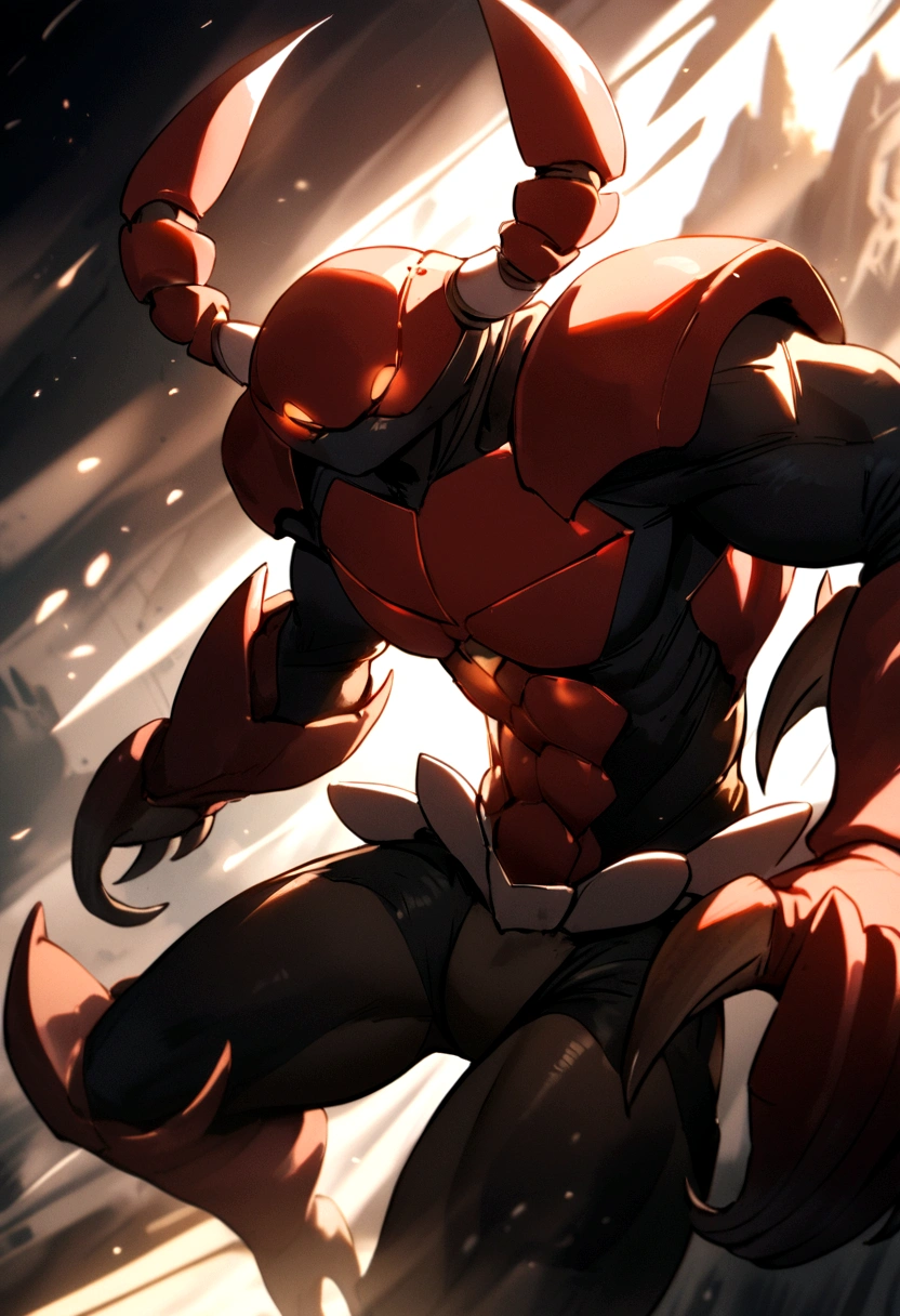 (masutepiece, Best Quality:1.2), The back view of a particularly tall, big butt, Male Focus, 1boy, Omniman, deadpan, Closed mouth, Looking at Viewer, thirn cloth black and red (( bodysuit)), muscular guy, burly, hunk, Hot, big shoulders, musculature、(big chest)、 (hyperdetailed face)、nicebulge, round buttocks, expression serious, senior hero officer, character idea,muscular!Charming leg muscles,High, burly, Heqiang, Super gain and cool, high resolution committee,Valiant male pose, The big feet of shiny black ultra-thin nano-mechanical boots,Charming strong man,The bright sunshine is shining on you,matte particles,shiny texture,