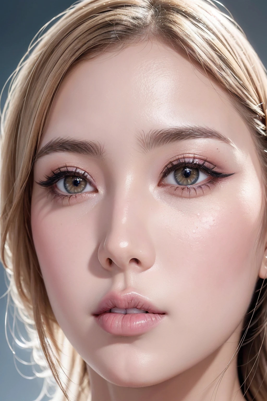 (Ultra high resolution absurd detailed quality):(the most absurdres quality eyes), ((absurd quality natural beautiful cute sharp face), ultra insanel details:1.1), (light pale complexion), ((clear no blur and sharp perfect round realistic brown_eyes:1.2), ultra insanel details:1.15), (finaly detailed round pupils:1.4), detailed lips:1.3, (long_blue_eyeliner), (pink_lipstick:1.15), ((perfect dark_eyeshadows)), (Detailed nose:1.2), perfect composition, (pale skin), ((dry skin)),
