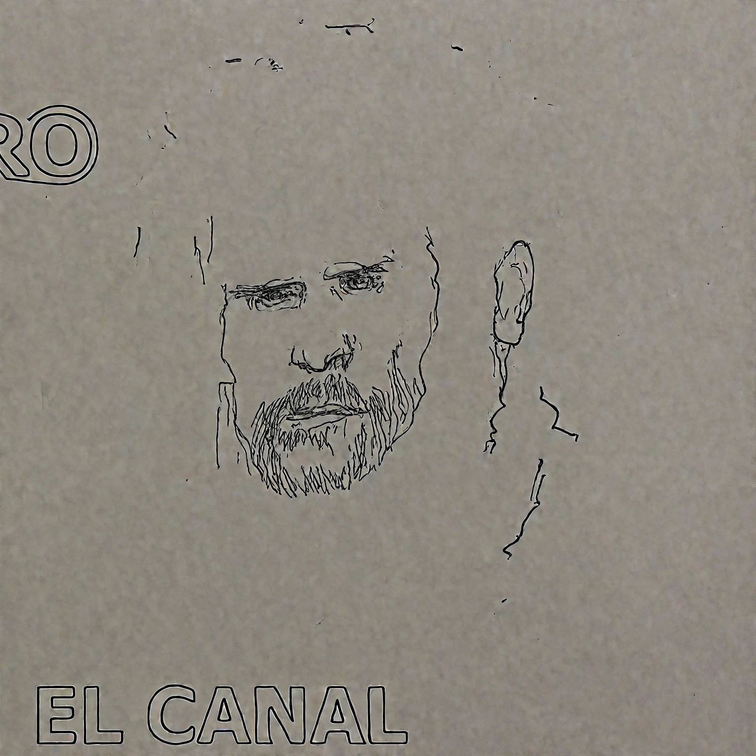 black and white drawing of a a man with beard on a white paper