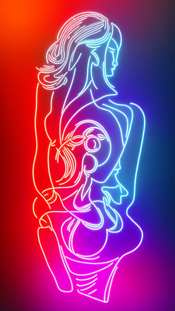 Woman hologram made with neon lights