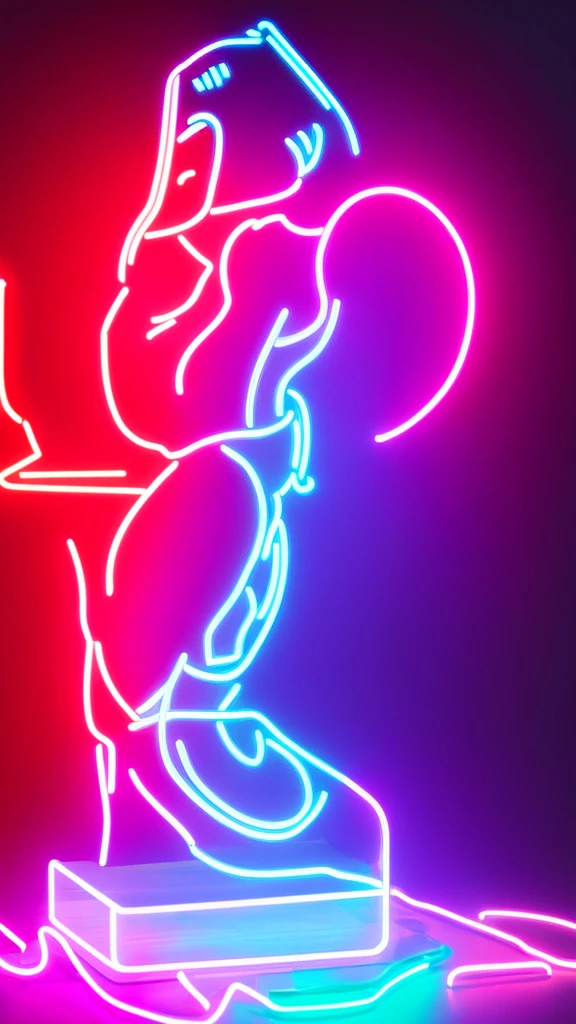 Woman hologram made with neon lights