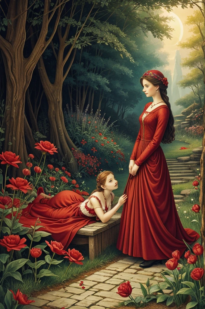 Ill/illustration for the fairy tale The Scarlet Flower