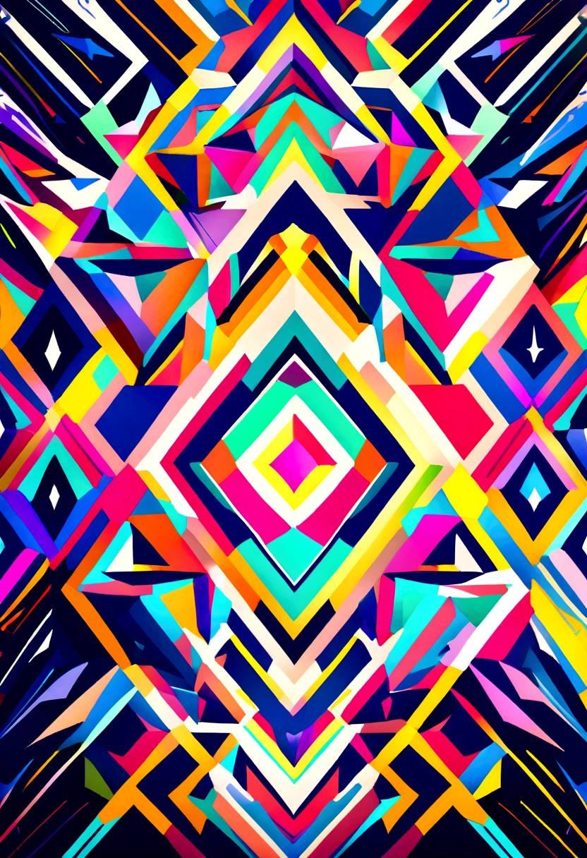 an image of a bold abstract geometric pattern, highlighting the precise lines, shapes, and vibrant colors that create a visually captivating background