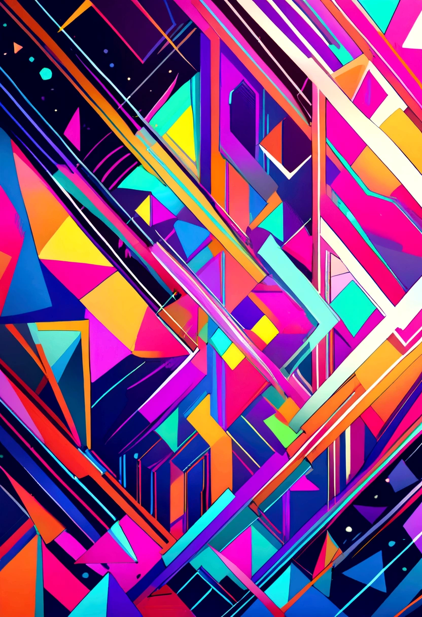 an image of a bold abstract geometric pattern, highlighting the precise lines, shapes, and vibrant colors that create a visually captivating background