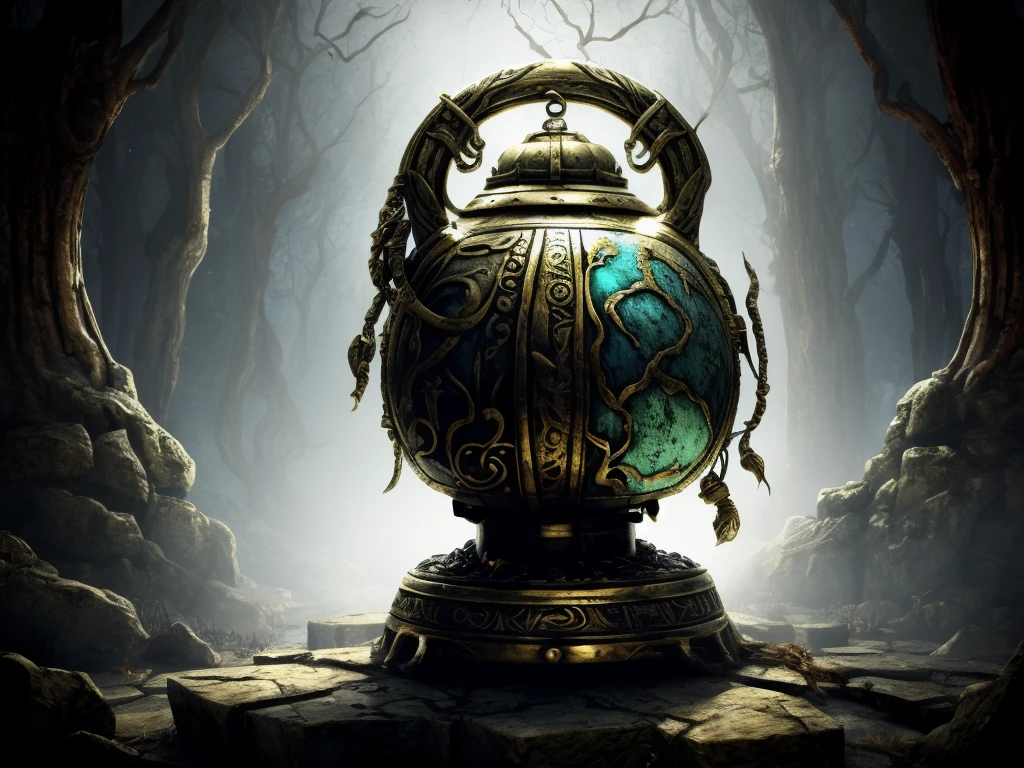 An ancient bronze bell，magic，illusory，magic weapons