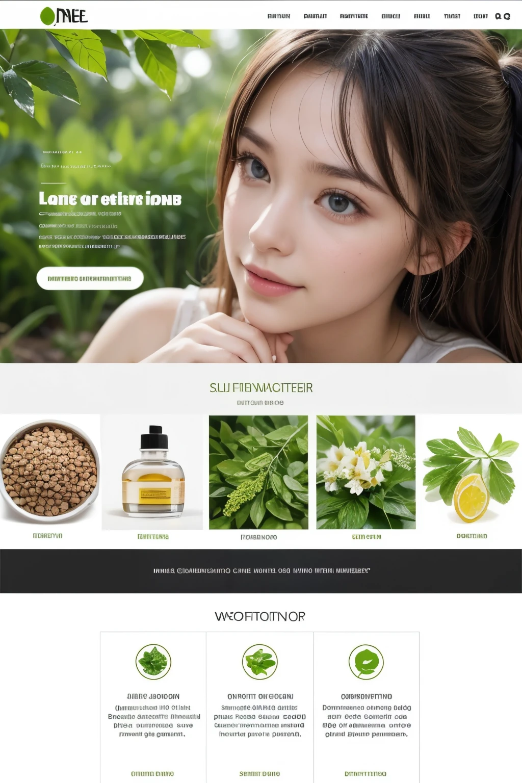 Website layout for oene natural products 