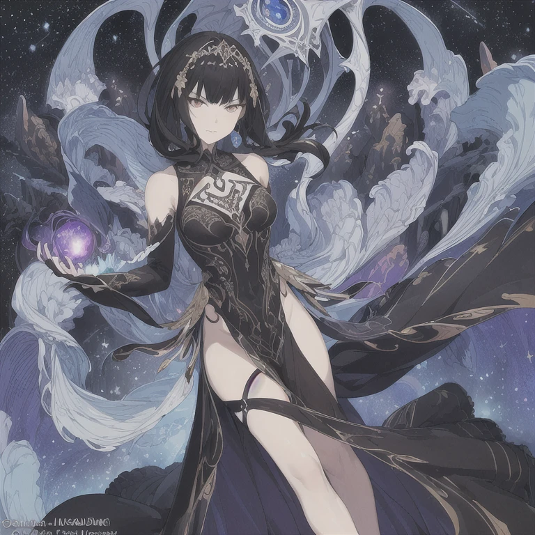 illustration, an extremely delicate and beautiful, extremely detailed, Amazing, finely detail, official art, extremely detailed CG unity 8k wallpaper, absurdres, incredibly absurdres, huge filesize, ultra-detailed, highres, beautiful detailed body, seriously, (extremely beautiful detailed eyes and face):1.5, light on face, cinematic lighting, ((best quality)), ((masterpiece)), Recommended results, (see through:1.5), professional artwork, famous artwork, gothgirl solo as raven , muscular, wide hips, large breasts,, leotard, full-body angle, dark atmosphere, grey skin, purple hair, forehead jewel, cape,black leather thigh boots