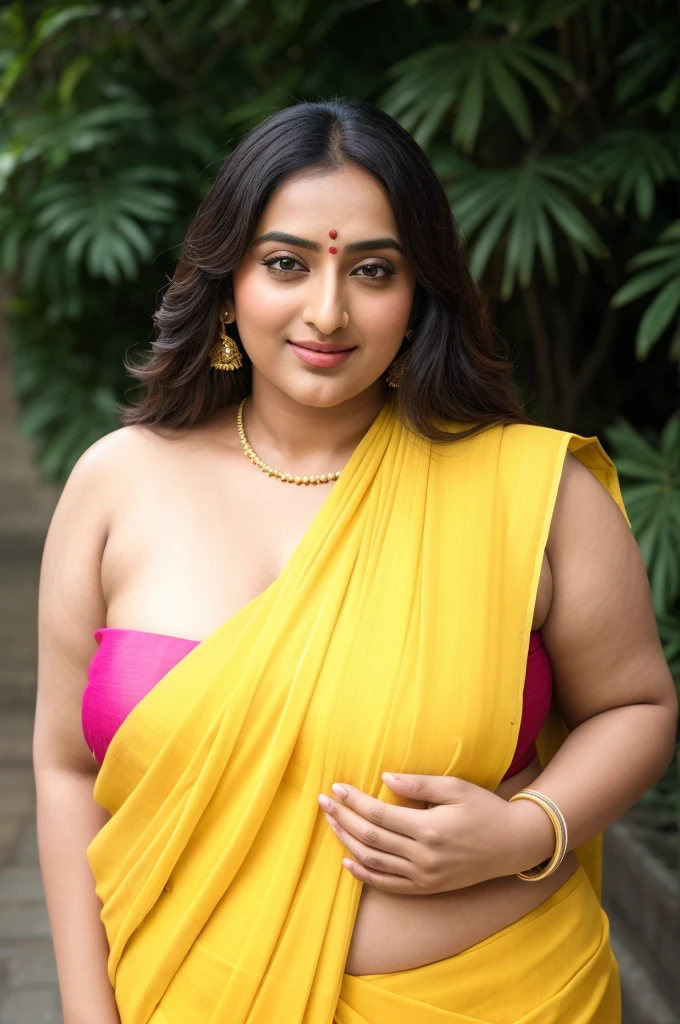 Foto RAW, photorealistic, photography, full body shot, master shot, perfect eyes, goddess like beauty, pierced eyes, perfect thick chubby mallu Desi aunty bhabhi, Wearing a Stanapatta, a chest-band.Saree model, model Photography, Indian saree shoot, Indian traditional wear advertising photography, traditional wear brand shoot, face of Indian actress Sonakshi Sinha, masterpiece, realistic, realism, incredible details,  pleasure, photorealism, detailed skin, skin pores, high contrast, photorealistic Artstation 8k HD digital art trend of high definition and detailed realistic skin texture, ultra detail, realistic skin texture, armature, best quality, ultra high definition, (photorealistic:1.4),, high resolution, detail, raw photo, sweat, Re sharp, by Lee Jefferies Nikon D850 Film Stock Photo 4 Kodak Portra 400 Camera F1.6 Lens Rich Color Ultra Real Realistic Realistic Textures Dramatic Lighting Unreal Engine Trending at Art Station Cinestill 800,(pele altamente detalhada: 1.2), 8k UHD, DSLR, soft-lighting, alta qualidade, grain of film, Fujifilm XT3,she didn't like to wear blouse or , she is happy to wear only saree, she hates blouse or , detailed hairy armpits, hyper realistic skin, skin pores, sweat, veins, 
