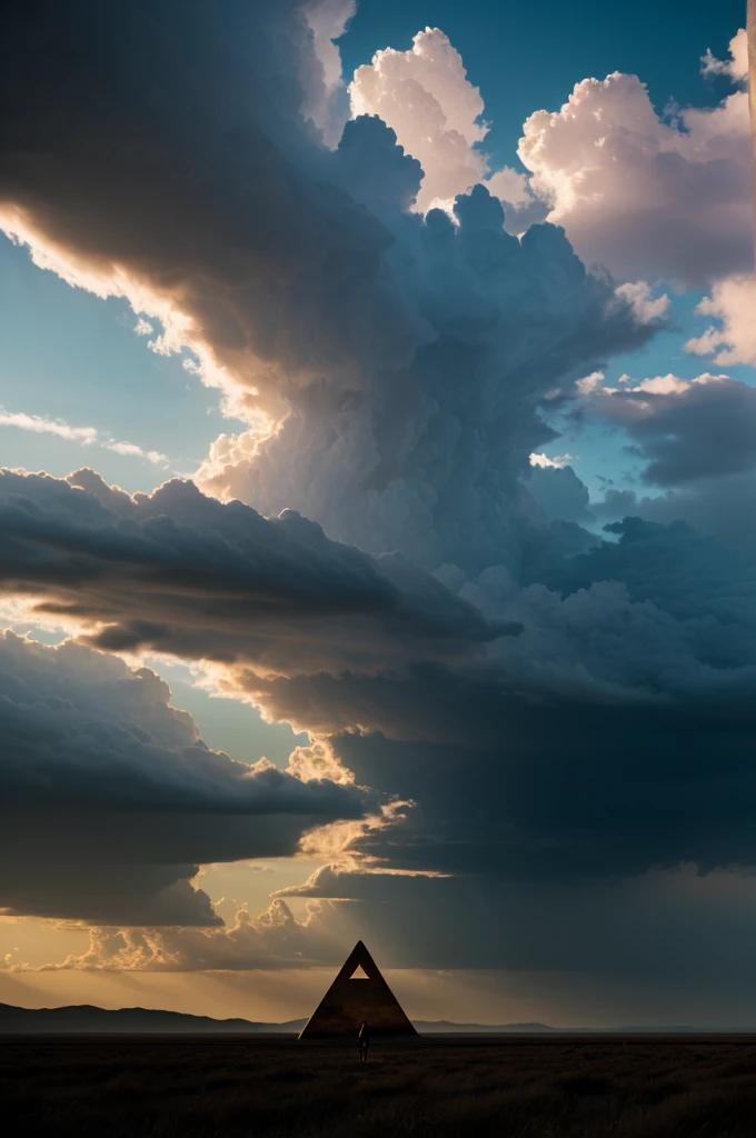 (sacred triangle line:1.3) illuminated with ethereal light, set against a dramatic sky, ((dynamic clouds)), high contrast between light and darkness, (cinematic lighting:1.2), inspired by (Greg Rutkowski:1.1), (Hayao Miyazaki:1.1), ((dreamlikeart style)), heavenly ambiance, 8K resolution, majestic, awe-inspiring, highly detailed, photorealistic