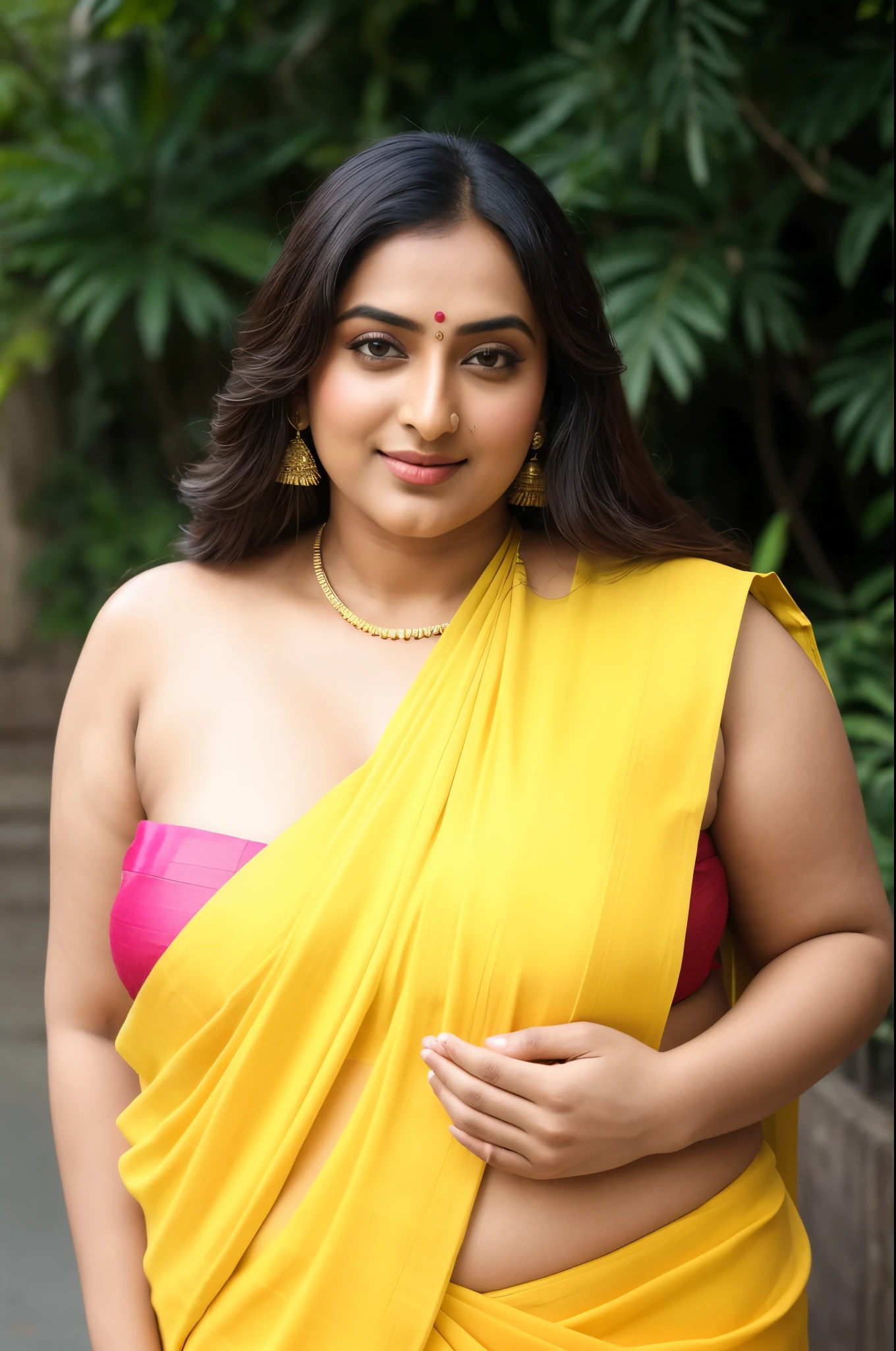 Foto RAW, photorealistic, photography, full body shot, master shot, perfect eyes, goddess like beauty, pierced eyes, perfect thick chubby mallu Desi aunty bhabhi, Wearing a Stanapatta, a chest-band.Saree model, model Photography, Indian saree shoot, Indian traditional wear advertising photography, traditional wear brand shoot, face of Indian actress Sonakshi Sinha, masterpiece, realistic, realism, incredible details, pleasure, photorealism, detailed skin, skin pores, high contrast, photorealistic Artstation 8k HD digital art trend of high definition and detailed realistic skin texture, ultra detail, realistic skin texture, armature, best quality, ultra high definition, (photorealistic:1.4),, high resolution, detail, raw photo, sweat, Re sharp, by Lee Jefferies Nikon D850 Film Stock Photo 4 Kodak Portra 400 Camera F1.6 Lens Rich Color Ultra Real Realistic Realistic Textures Dramatic Lighting Unreal Engine Trending at Art Station Cinestill 800,(pele altamente detalhada: 1.2), 8k UHD, DSLR, soft-lighting, alta qualidade, grain of film, Fujifilm XT3,she didn't like to wear blouse or bra, she is happy to wear only saree, she hates blouse or bra, detailed hairy armpits, hyper realistic skin, skin pores, sweat, veins,