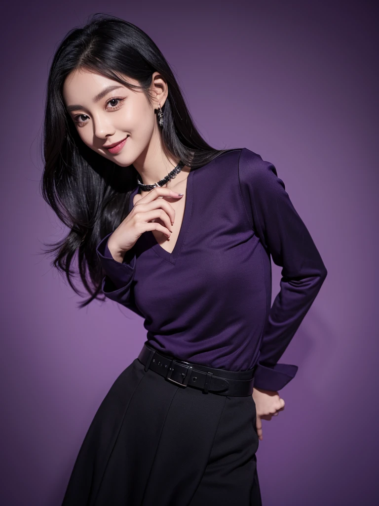 Charming Japanese style beauty、Brown hair、Evil Female Executive、Night city、Move ki、The Darkness、seductiv、Brainwashed、Retrofit equipment、Evil Fall、wicked、darkness、Purple Eyeshadow、black pantyhose、Black pleated skirt、Dark