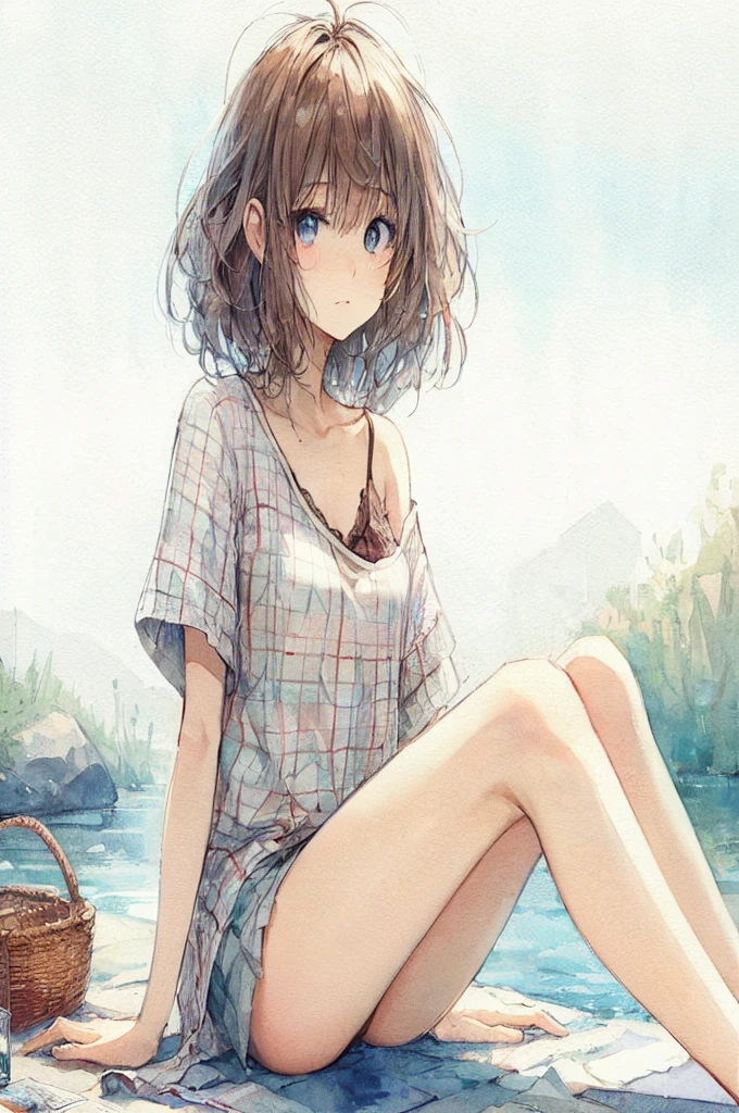 Official art using high quality hand-drawn watercolor sketch techniques. (Highest quality,4K,8K,High resolution,masterpiece:1.2),Super detailed,Beautiful detailed gray eyes,girl with beautiful eyes, everyone, Beautiful Anime Girls, Cute Anime Girl, Smooth anime art, Anime Style, Elegant colors, Soft lighting, Delicate and beautiful wet eyes, Very coquettish, (Beautiful big breasts:1.2), (The right move:1.2),