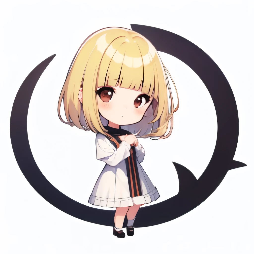 (masutepiece, Best Quality:1), 1girl in, Solo, Chibi, White background