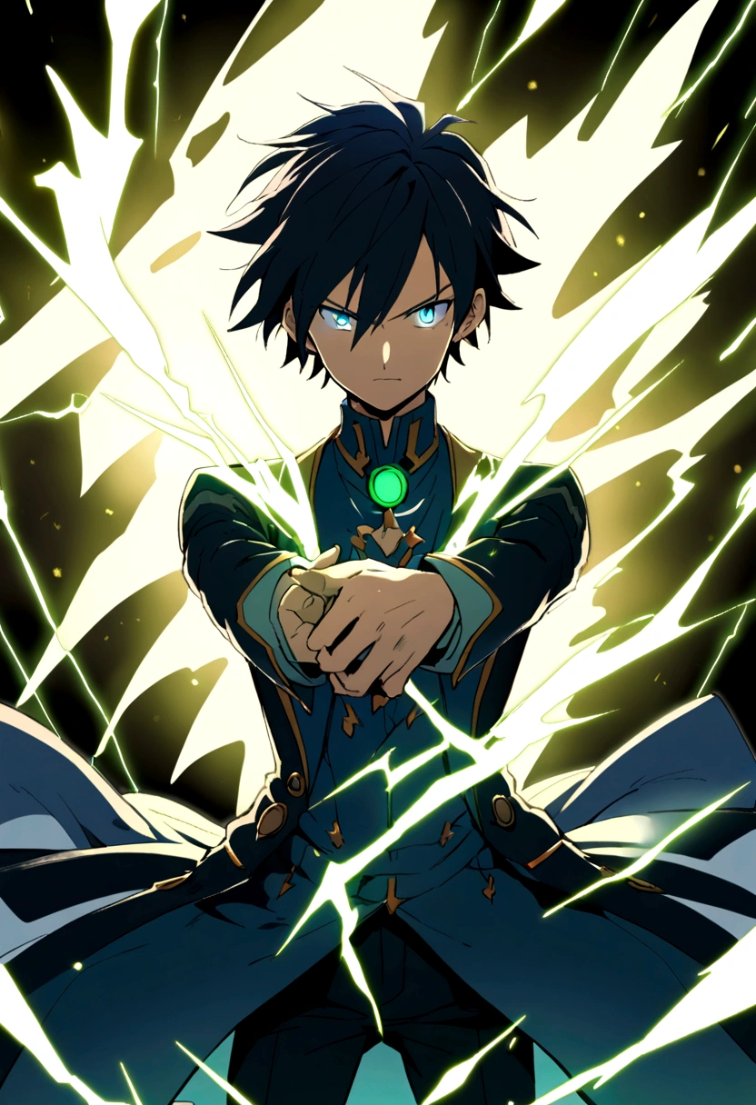 2D anime boy with powers to create and control lightning