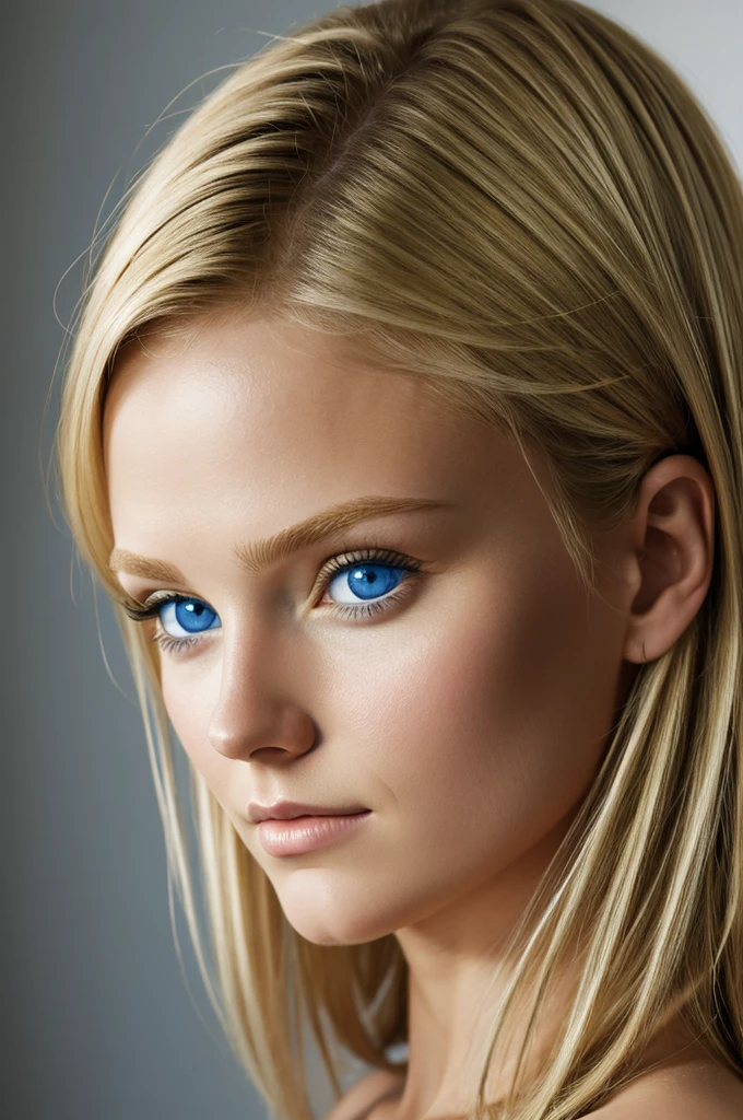 Hyperrealism portrait blonde blue eyes