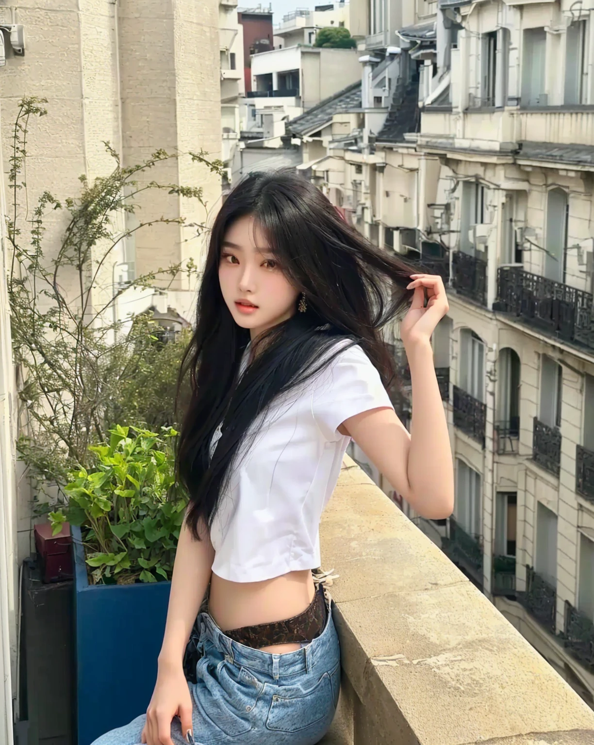 araffed asian woman sitting on a balcony with a bag, Asian girl with long hair, with long hair, young Asian girl, korean girl, a young asian woman, Chinese girl, Beautiful young Korean woman, Asian girl, with long hair and piercing eyes, beautiful south korean woman, Beautiful young Korean woman, anime girl in real life, ulzzang