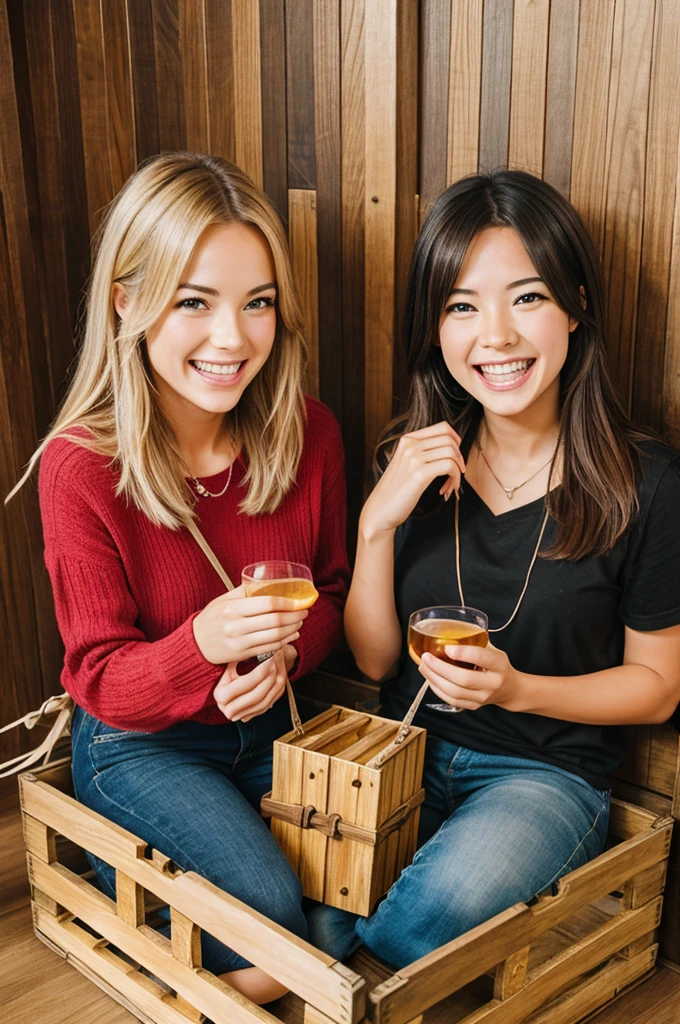 Crate two friends image with happy
