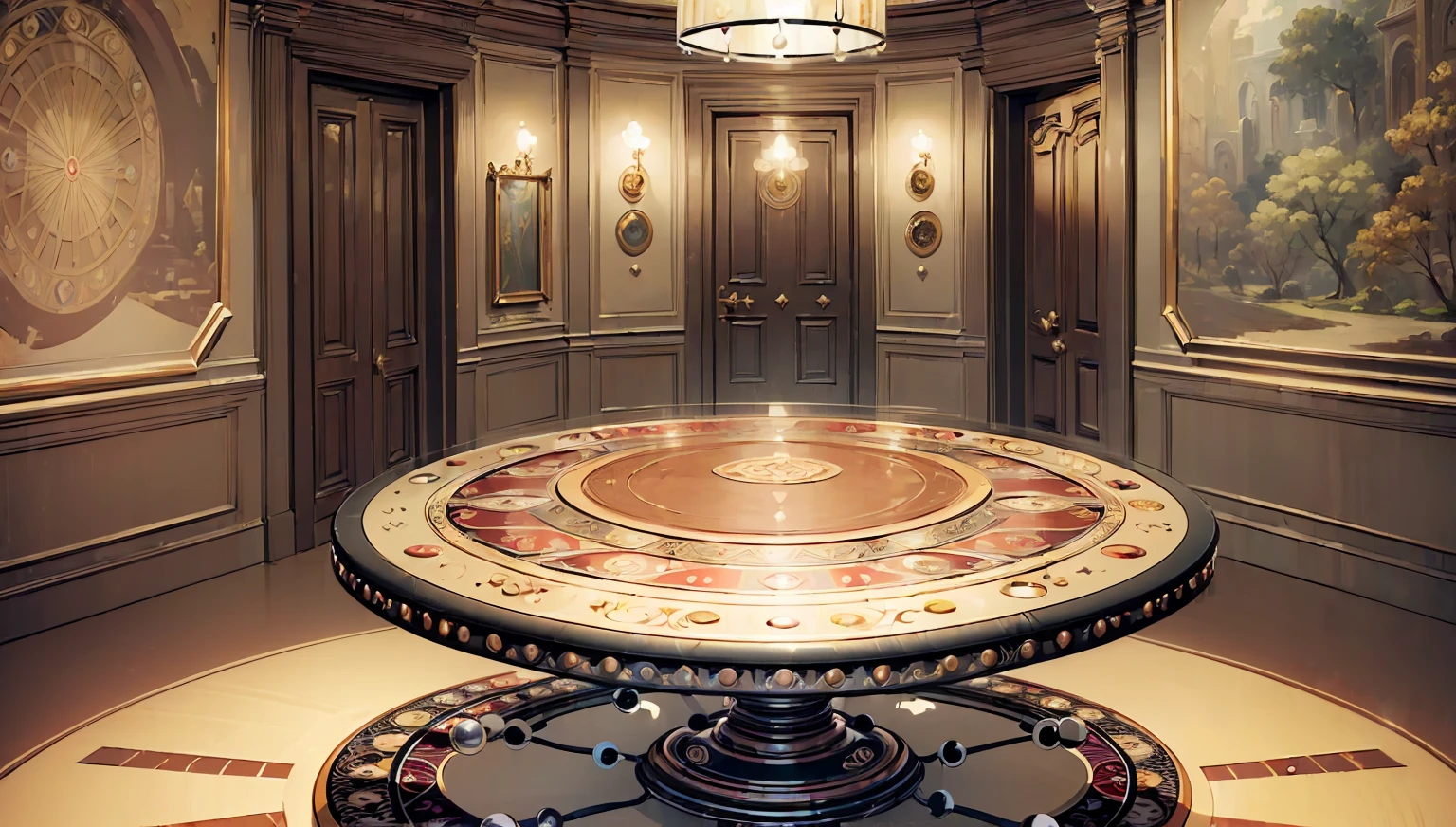 (masterpiece:1.5), (best quality:1.5), (extremely detailed:1.5), chic room, poker, (round table:1.8), beautiful chair, couch, fancy room