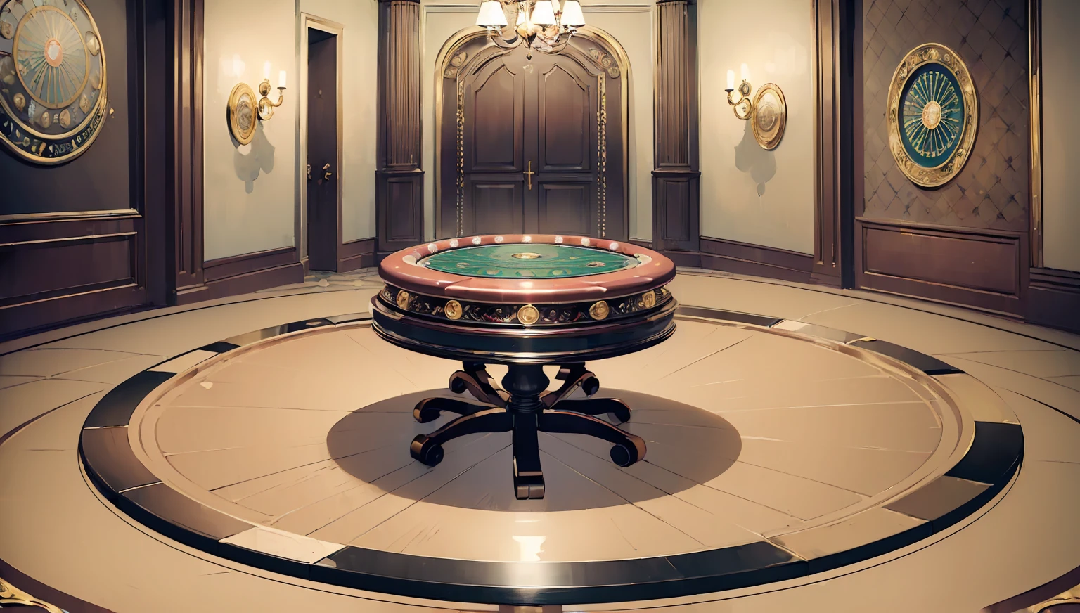 (masterpiece:1.5), (best quality:1.5), (extremely detailed:1.5), chic room, poker, (round table:1.8), beautiful chair, couch, fancy room