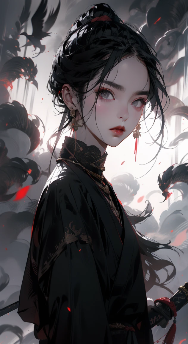 samurai girl, 1 girl, beautiful detailed eyes, beautiful detailed lips, extremely detailed face and eyes, long eyelashes, samurai armor, ((two japanese swords)), rural rice field road, rolling hills, cloudy sky, detailed environment, dramatic lighting, cinematic lighting, dramatic shadows, highly detailed, 8k, photorealistic, hyper detailed, masterpiece, vibrant colors, atmospheric, intricate details