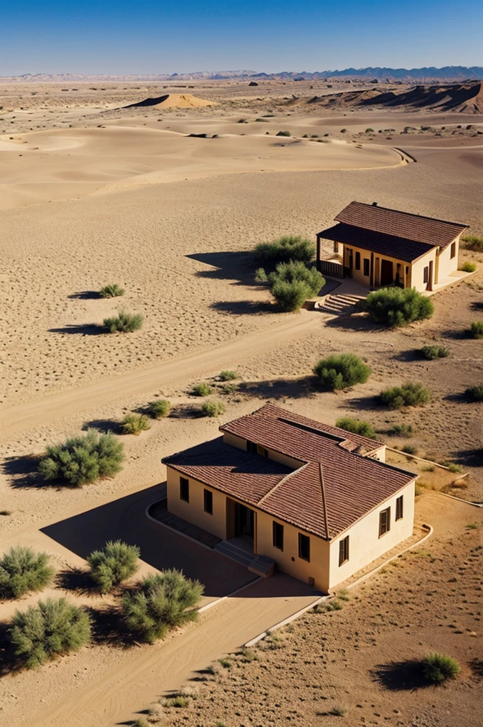Classic two-story house, in the middle of a desert