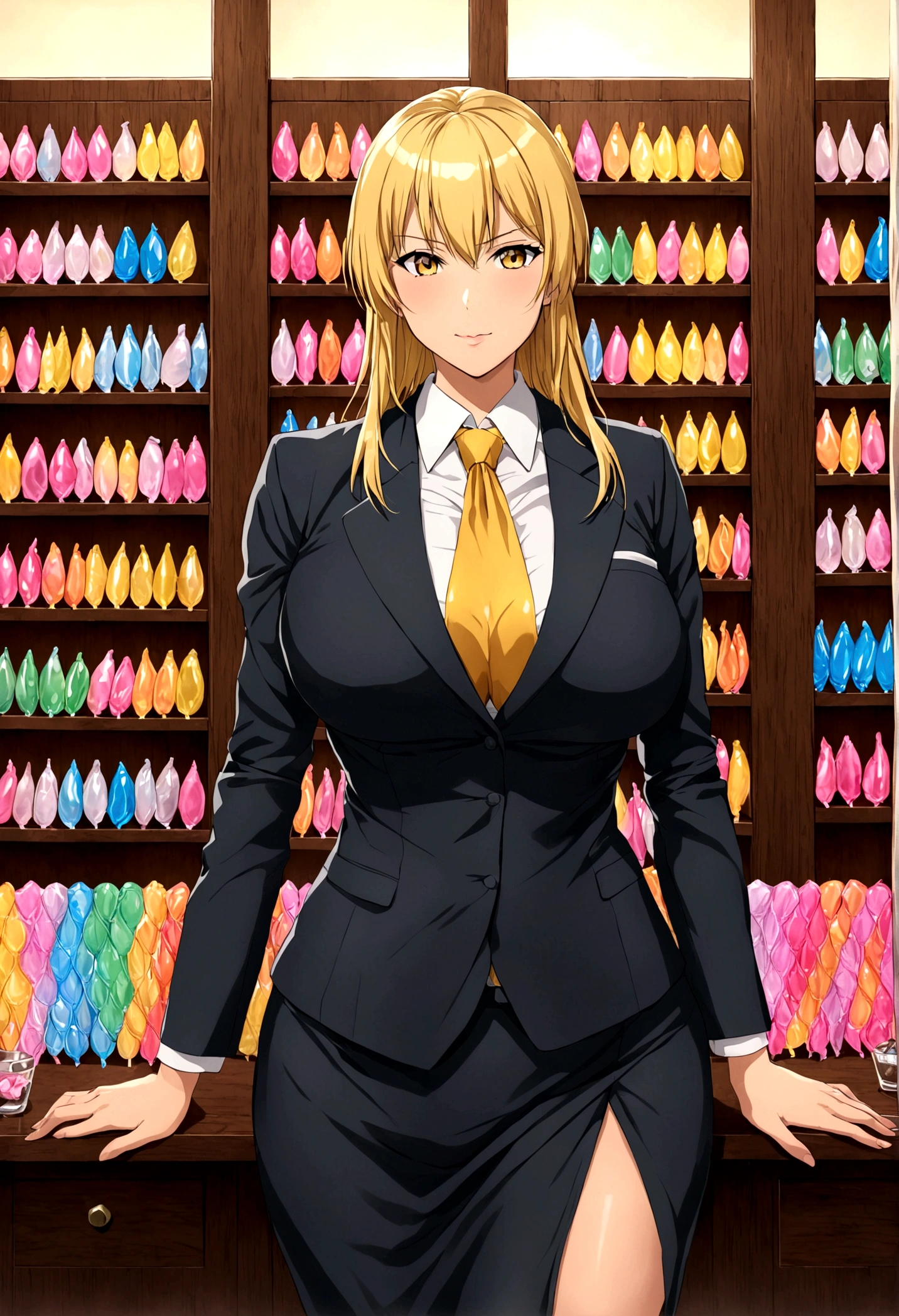 Saber big breasts business suit House made from condoms