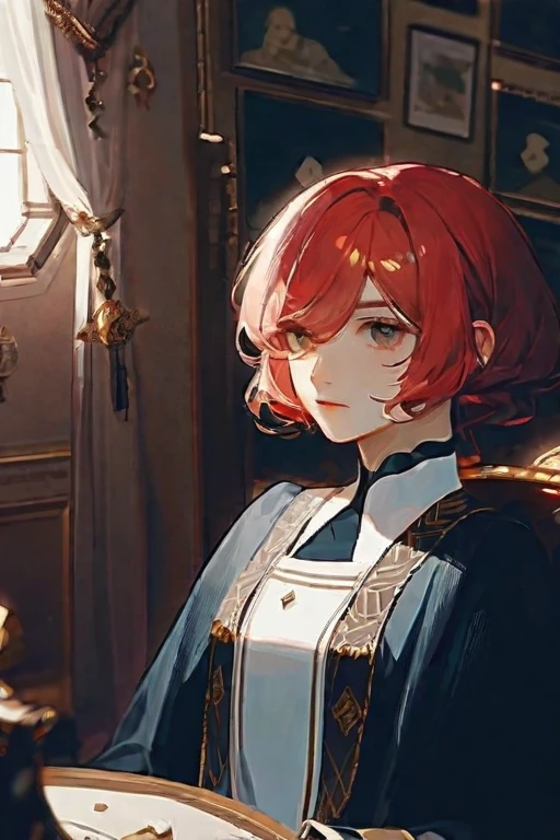 ((Лучшее качество)), ((шедевр)), (подробный), The girl with the red hair is a square