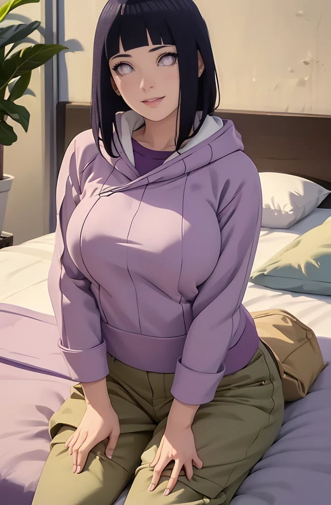 Made, absurderes, Hinata\(Boruto\), 1girll, Solo,Mature female, view the viewer,Perfectcomposition, Detailed lips, big breast, Beautiful face, body propotion, Blush, (Pink lips), Long hair, Purple eyes, Soft gaze,(high school senior),Wear a student uniform,a sailor suit,Wear student skirts, Sad smile, Super realistic, Detailed, photoshoot, Realistick faces and bodies,(Wearing a nurse's uniform,Wear a nurse's headdress,Long tube suspenders black stockings),(perspire,Sweat a lot,Blushlush,Be red in the face,I had a lot of sweat on my face,Blushlush),(Bigboobs),In luxury hotels,Lie down in bed,Enchanting pose,