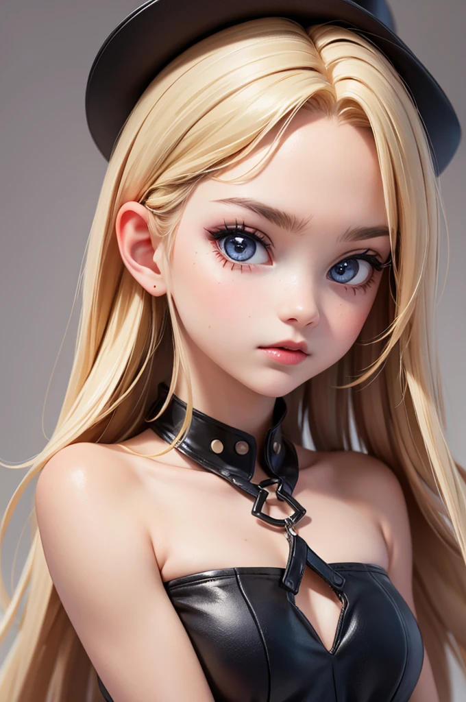 ((Лучшее качество)), ((шедевр)), (подробный), naked blonde with two ponytails in pink panties, tattoos on her body, small breasts, green eyes. there is a collar around her neck, filled with sperm