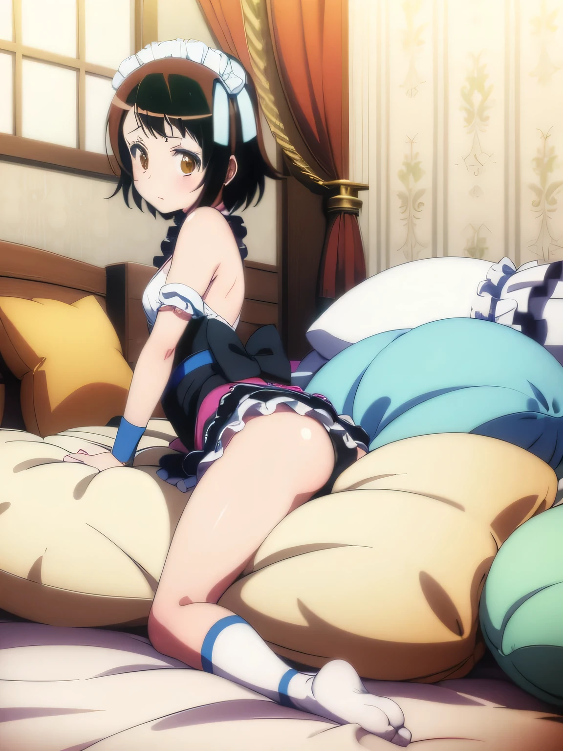 masterpiece,Best of quality,Own, woman, detail), (Any Pillow background of light and shadow)), Cute girl posing on Pillow, Maid costume,),,Pillow,(Lots of Pillow),,(canopy bed),,Lots of Pillow,(Crotch rubbing),((Pillow Hump)),(Pillow),(Pink Pillow),(Around the protagonist of love),(Steaming of),(Pillow),,(Luxury Pillow),,(palace),(palace bedroom),(Gorgeous pattern pillow),,(Classical European bedroom ),(Excitement of,Shy of,Proud of,Holding urine,,),,female love,Pillow, trembling,of,,Lust,,trembling,,Four poster bed,有Lots of Pillow,,,Pattern Pillow, ,pillow humping,sock,White stockings,,,Shake your body,trembling,,trample on pillows,,, beautiful lights and shadows,((Kosaki onodera))