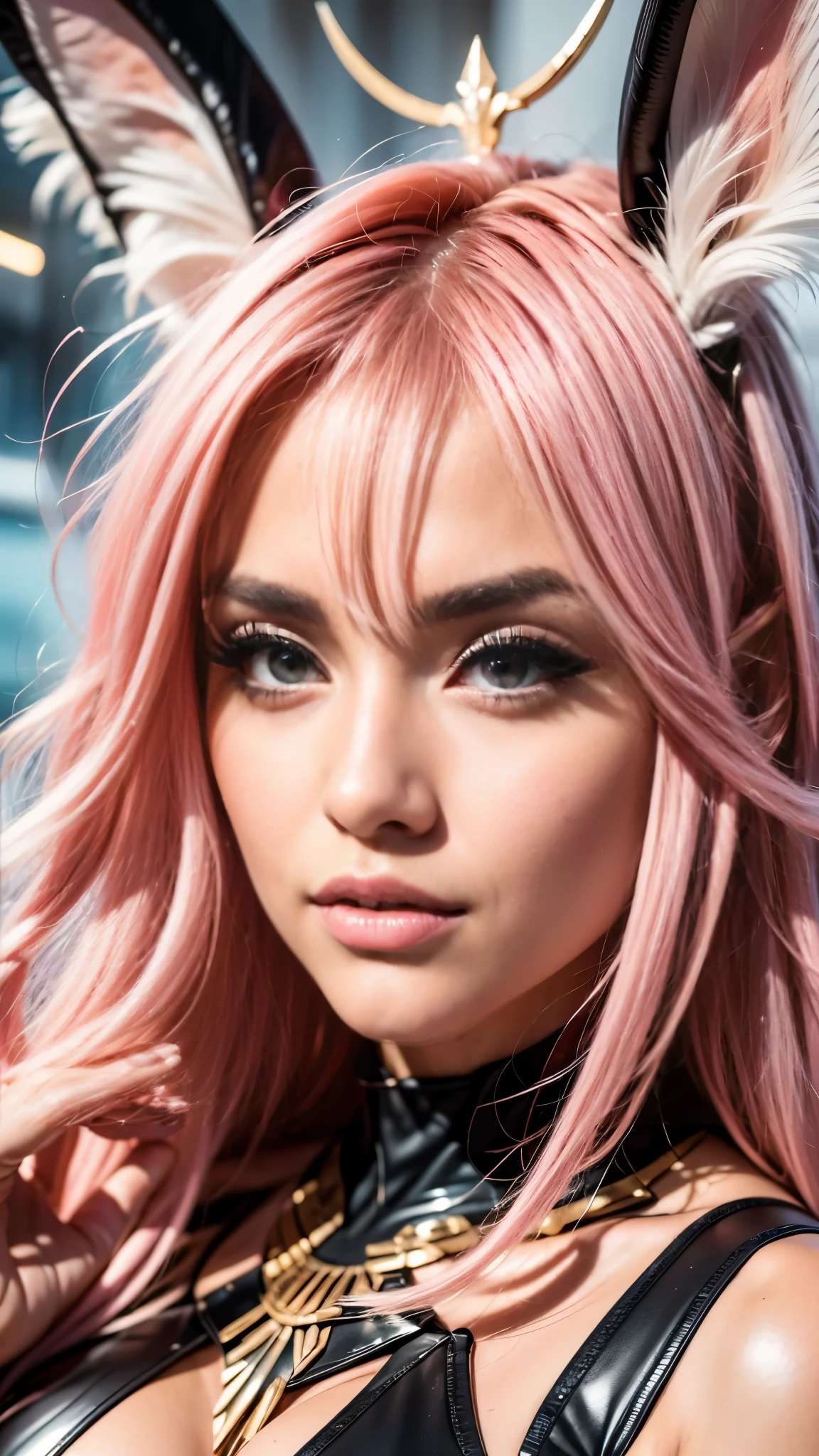AMBER HEARD, solo, pink hair, gray eyes, mechanic,
middle shot, realistic,
Luminism painting,
masterpiece, professional, high quality, beautiful, amazing, synthwave, Pixiv, Gimp suit, medium hair,
masterpiece, highres, 4k, detailed background, elite, (colossal:0.8),