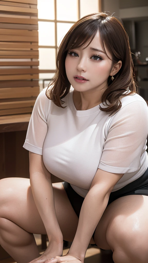 squatting,open legs,(1middle aged woman:1.5),(50years old:1.5),(curvy),(random porn pose),(random hairstyle),(Highest image quality, (8K), Ultra-realistic, Best Quality, High quality, High Definition, high quality texture, high detailing, Beautiful detailed, fine detailed, extremely details CG, Detailed texture, realistic representation of face, masterpiece, presence)