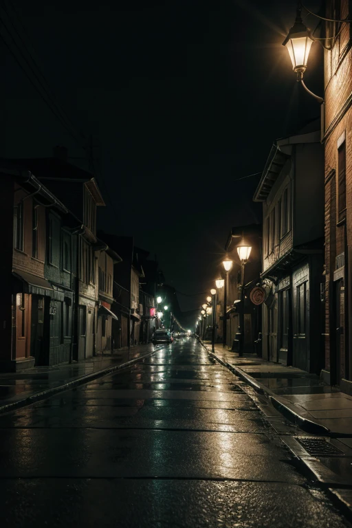 create a 4k background image of a street at night horror
