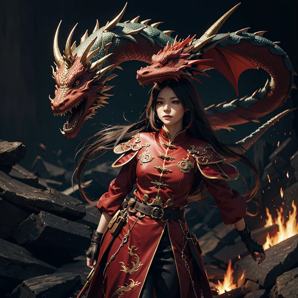 Dragon rouge, realistic 