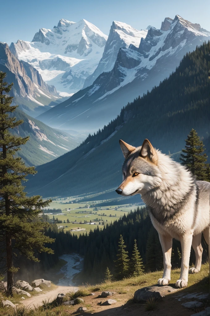 A landscape with a wolf