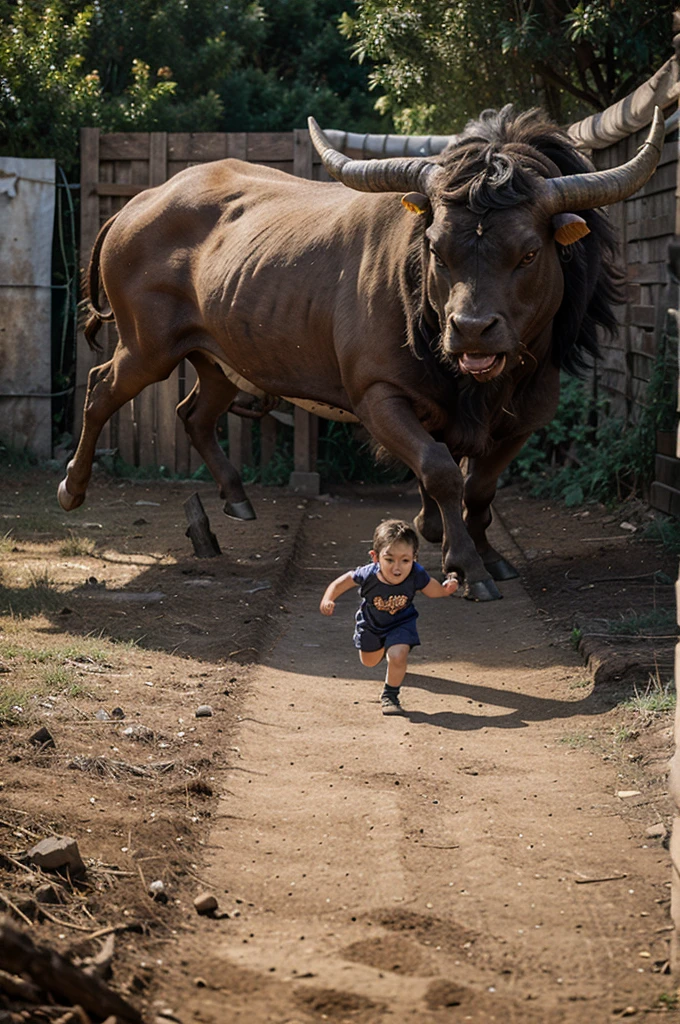 many  ran away in fear of being chased by a bull monster