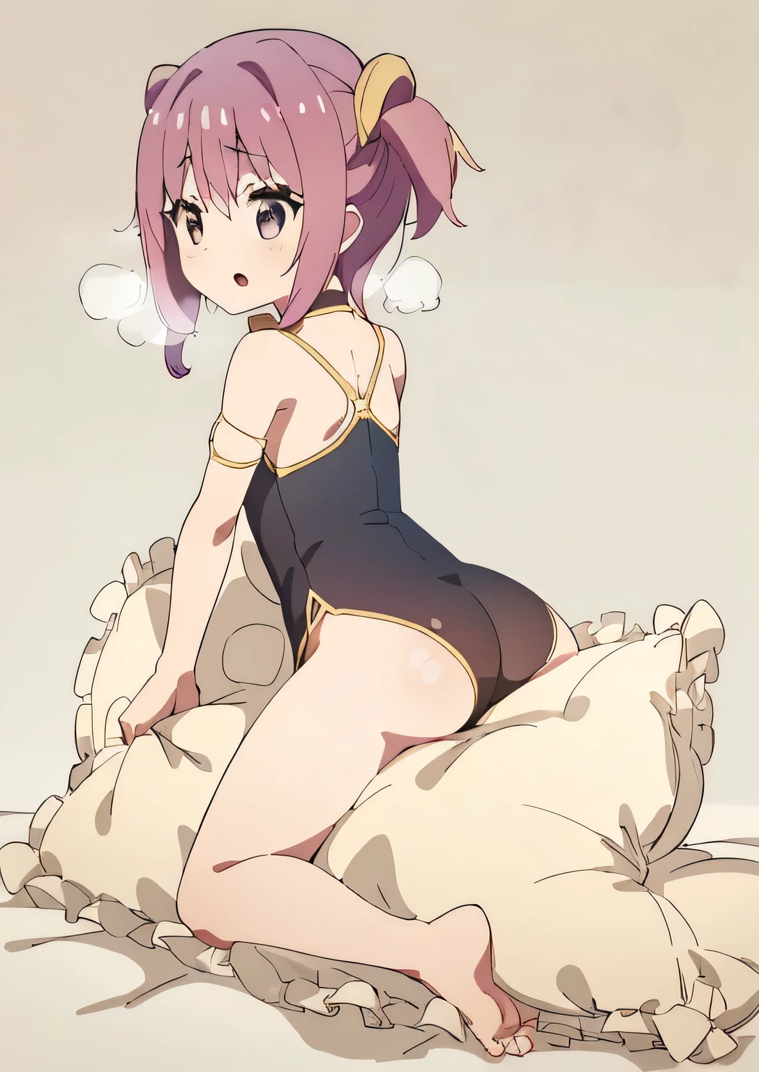 （best quality， masterpiece），mine, , details), (Light and shadow oxtail,，, bed background, Cute girl posing on pillow,，, ，Pillow,（piles of Pillow），Upholstered，（（four poster bed）），Soft pillow quotation，，Lots of Pillow，，（Pillow），，The love surrounding the protagonist，steam，，，Luxury Pillow），，（luxury bed），（Gorgeous pattern pillow），luxurious pillow，（bedroom ），，，pillow humping，hump，open mouth，,red eyes,,kneeling,（Love around the protagonist），（Steaming hot），（pillow）,Four poster bed，Canopy bed，Lots of pillow head，princess bed  , frilled pillow