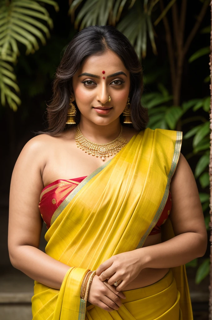 Foto RAW, photorealistic, photography, full body shot, master shot, perfect eyes, goddess like beauty, pierced eyes, perfect thick chubby mallu Desi aunty bhabhi, Wearing a Stanapatta, a chest-band.Saree model, model Photography, Indian saree shoot, Indian traditional wear advertising photography, traditional wear brand shoot, face of Indian actress Sonakshi Sinha, masterpiece, realistic, realism, incredible details, pleasure, photorealism, detailed skin, skin pores, high contrast, photorealistic Artstation 8k HD digital art trend of high definition and detailed realistic skin texture, ultra detail, realistic skin texture, armature, best quality, ultra high definition, (photorealistic:1.4),, high resolution, detail, raw photo, sweat, Re sharp, by Lee Jefferies Nikon D850 Film Stock Photo 4 Kodak Portra 400 Camera F1.6 Lens Rich Color Ultra Real Realistic Realistic Textures Dramatic Lighting Unreal Engine Trending at Art Station Cinestill 800,(pele altamente detalhada: 1.2), 8k UHD, DSLR, soft-lighting, alta qualidade, grain of film, Fujifilm XT3,she didn't like to wear blouse or bra, she is happy to wear only saree, she hates blouse or bra, detailed hairy armpits, hyper realistic skin, skin pores, sweat, veins,