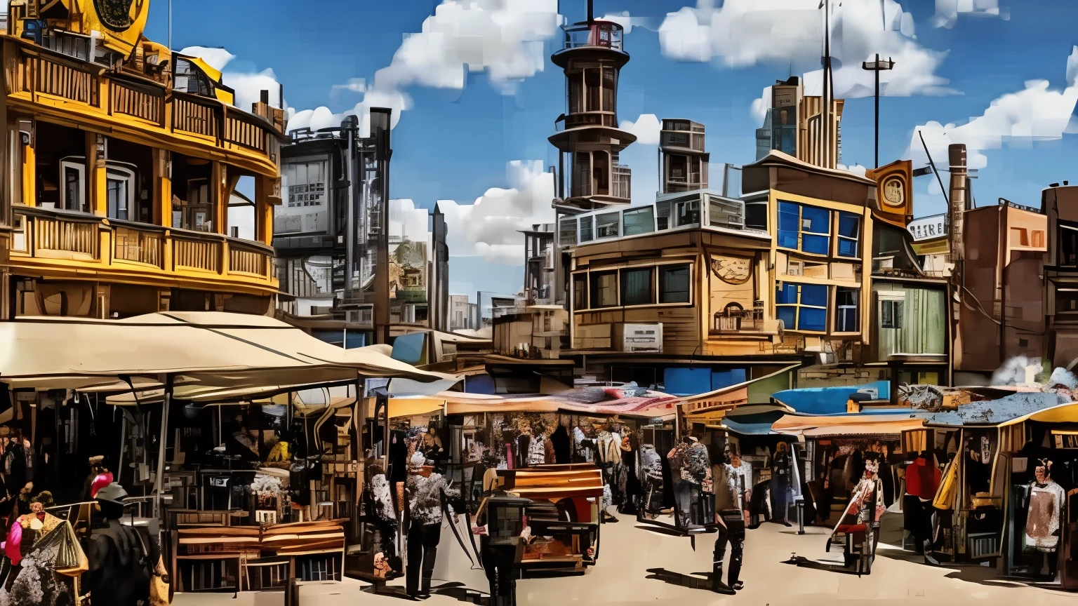 a big steampunk market