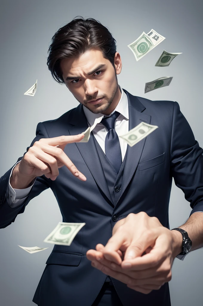Create photo of man throwing money