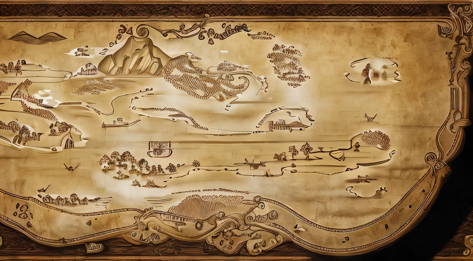 a stylized treasure map with a route