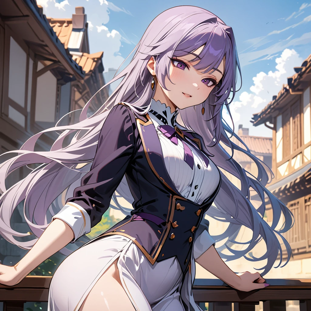 (masterpiece, best quality:1.2), 1girl, solo, Sonata, dragon girl, purple hair