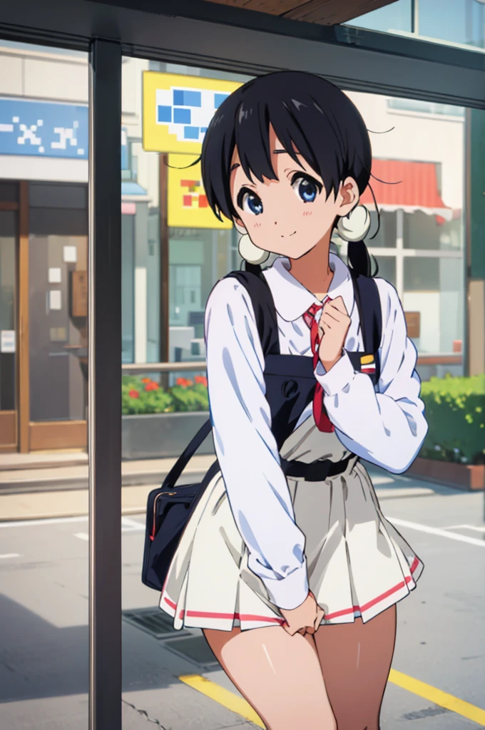 (((pixel-perfect, detail-perfect))), solo, 1girl, tamako kitashirakawa, , looking at viewer, smile, white blouse,suspender skirt,thigh